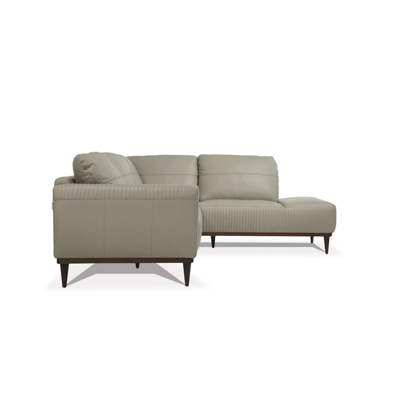 Auguste Faux Leather Sectional Right Hand Facing, Gray Faux Leather, Right Hand Facing