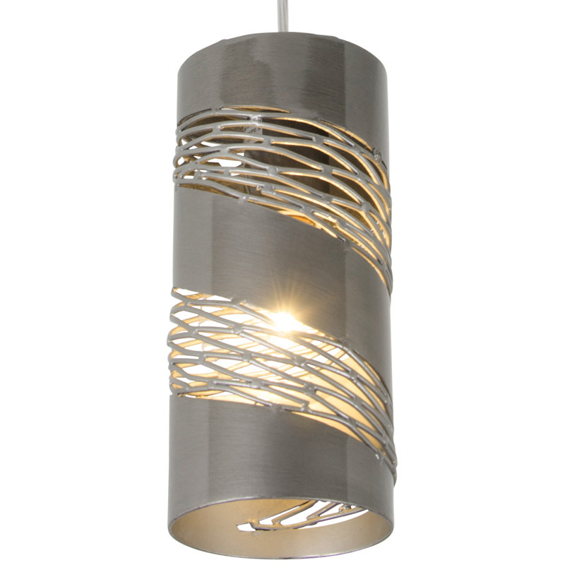 Luminaire suspendu cylindrique simple à 1 lumière Flow, Acier