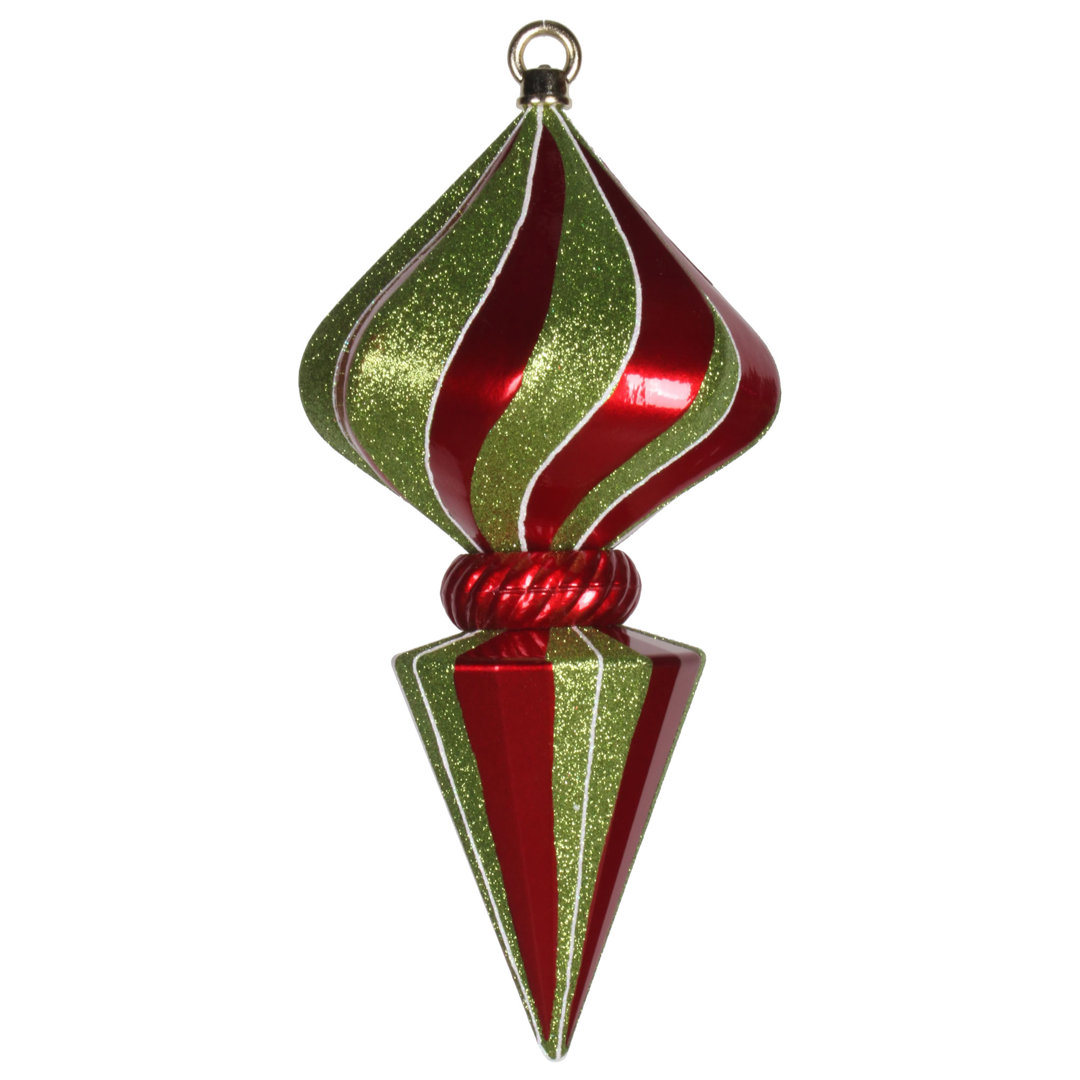 12" Striped Shiny Diamond Finial Ornament with Glitter Accents The Holiday Aisle® 