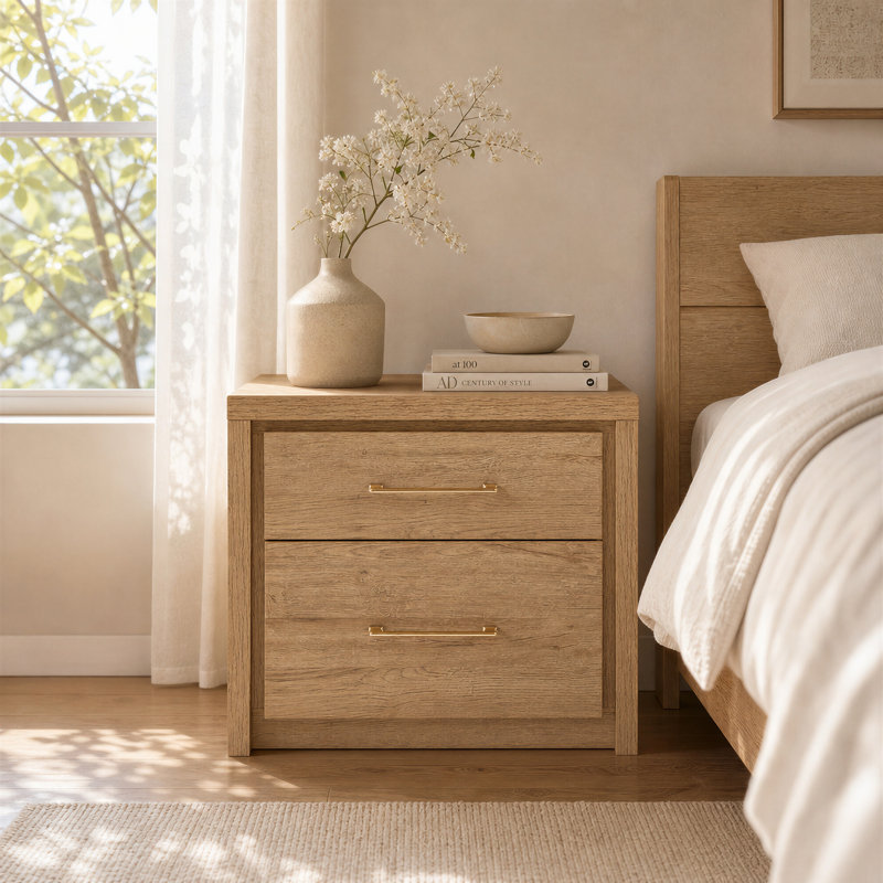 68.6cm W Bedside Table, Sand Oak, Individual