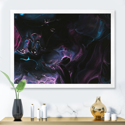 Marbre rose néon sur noir - peinture sur toile