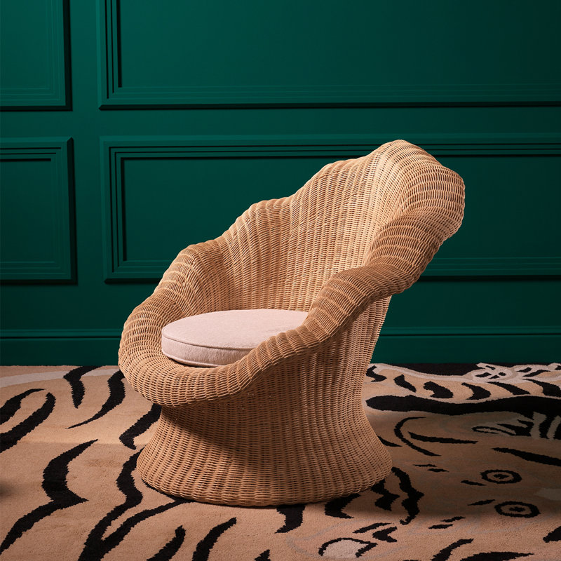 Lounge Chair Somerly Natural Rattan Sentier Cream
