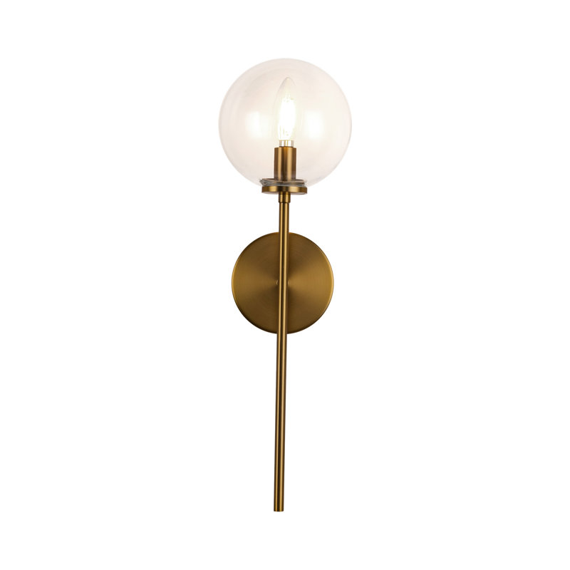 Cassia Aged Brass and Clear Glass Dimmable Wall Sconce