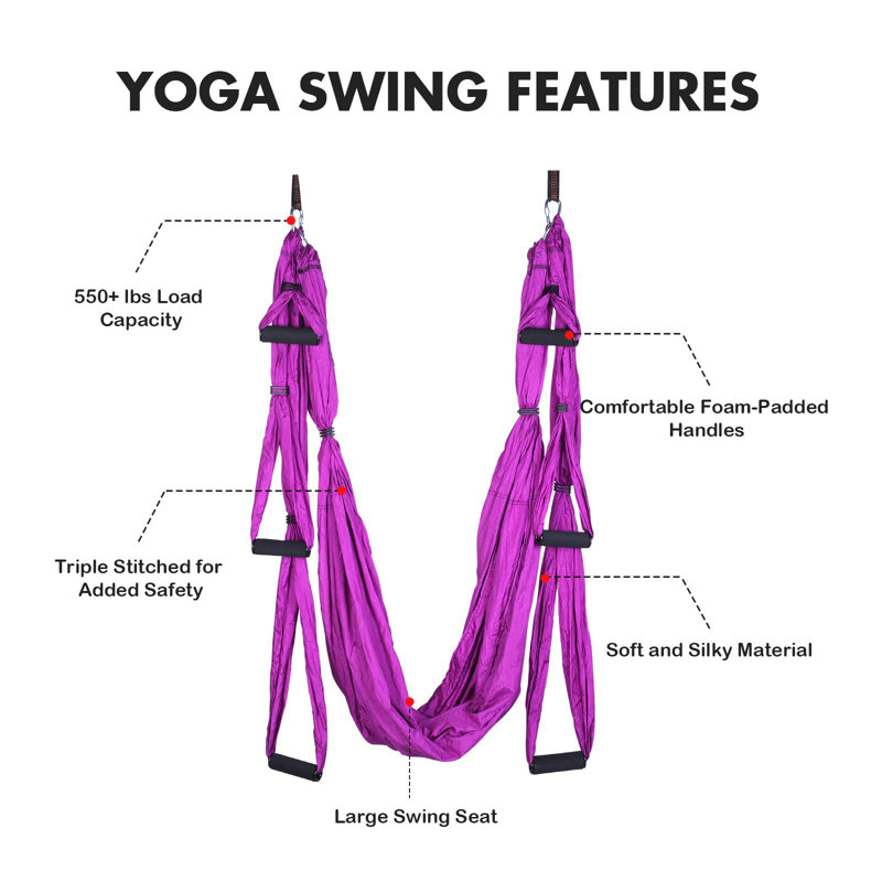 Frenzybird yoga balançoire avec hamac et ancrages de plafond, Bleu