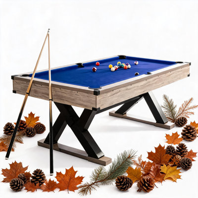Table de billard de 2,13 m (7 pieds), ensemble de billard de 213 cm (84 pouces), design moderne avec pieds en K et support métallique, ensemble de billard complet (2 queues, 16 boules, triangle, craie, brosse), salle de jeux familiale, divertissement intérieur et extérieur