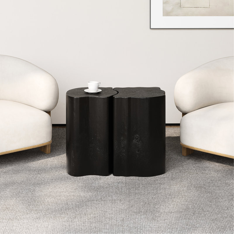 Black 21 Irregular End Table, Split Design For Small Indoor And Outdoor Areas, Fiberglass Blend Color, Living Spaces, Made Of 85% 15% Fiberglass, Versatile