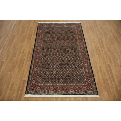 Navy Blue and Red Signed Traditional Area Rug 5x8