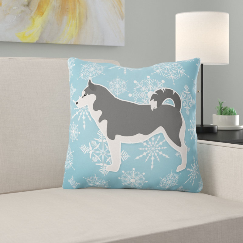 Coussin intérieur/extérieur en flocons d’hiver, H 18 po x l 18 po x P 3 po