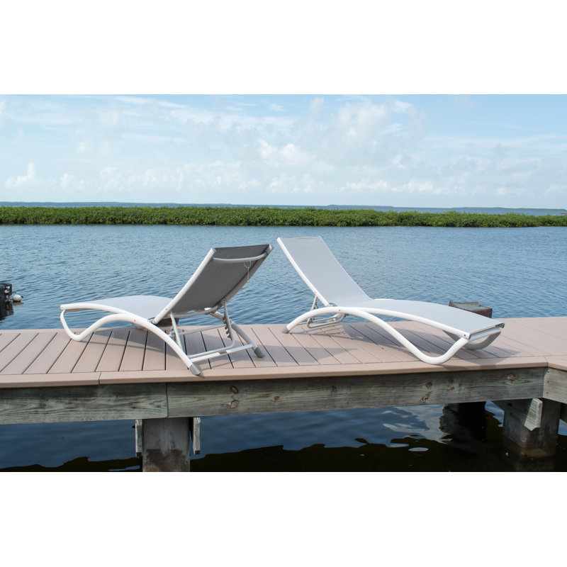 Chaise longue simple inclinable 75 po Brizio, Gris