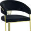 Chaise d'appoint de salle à manger en velours noir et doré