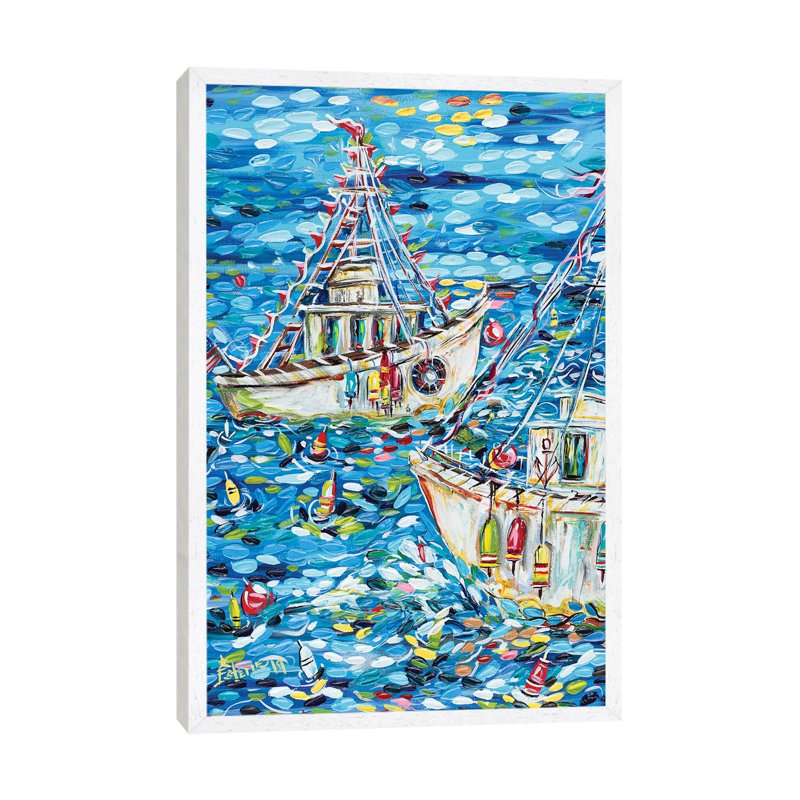 Fisherman's Life by Estelle Grengs - Print on Canvas, 152.5 cm H x 101.5 cm W, White Floater Framed
