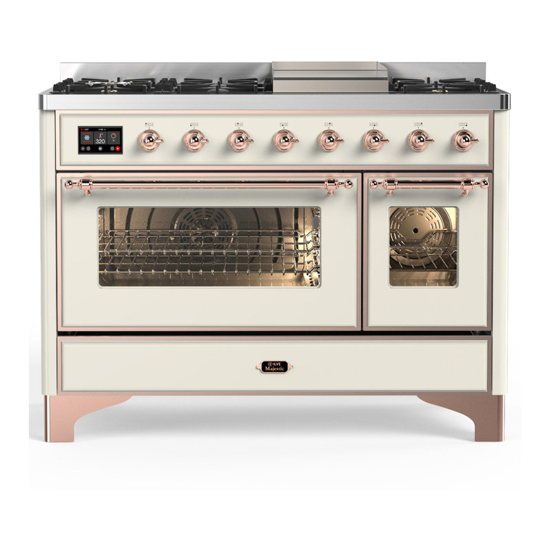 Majestic III Series 48 Inch Dual Fuel Range with 5 Sealed Burners, Griddle, Frenchtop in Matte Graphite (Liquid Propane, Burnished Trim)