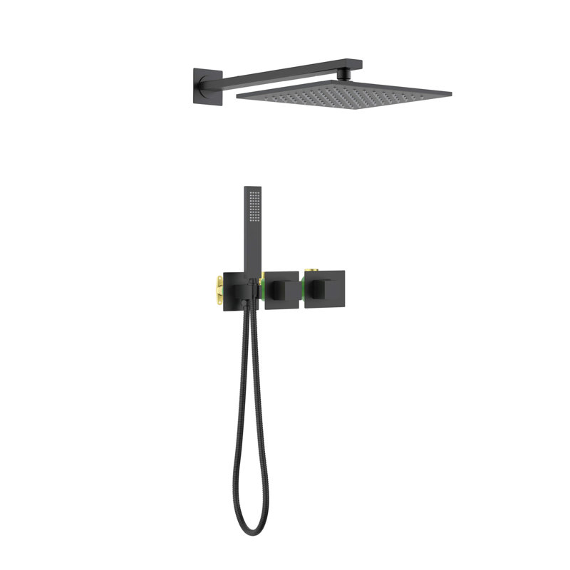 Thermostatic Complete Shower System with Rough in-Valve, Matte Black