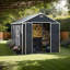 Remise de rangement imperméable en résine 8 x 8 pi avec porte verrouillable, panneau en PP de 12 mm et fenêtre HD