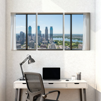 Ensemble de 3 impressions d'art sur toile, vue de ville et paysage urbain