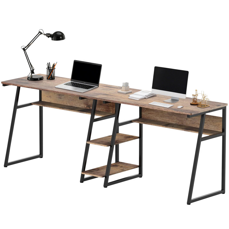 Bureau d'ordinateur pour deux personnes avec rangement
