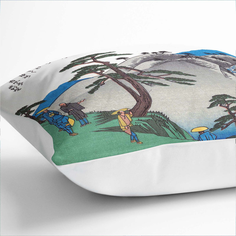 Sakanoshita by Utagawa Hiroshige Cushion with Filling, 40cm H x 40cm W x 15cm D, White