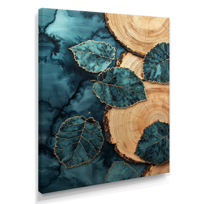 Agate, rivière des feuilles, glissade sur bois III - décoration murale florale