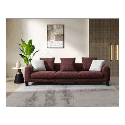 Mardi Maroon Tweed Sofa w/3 Pillows