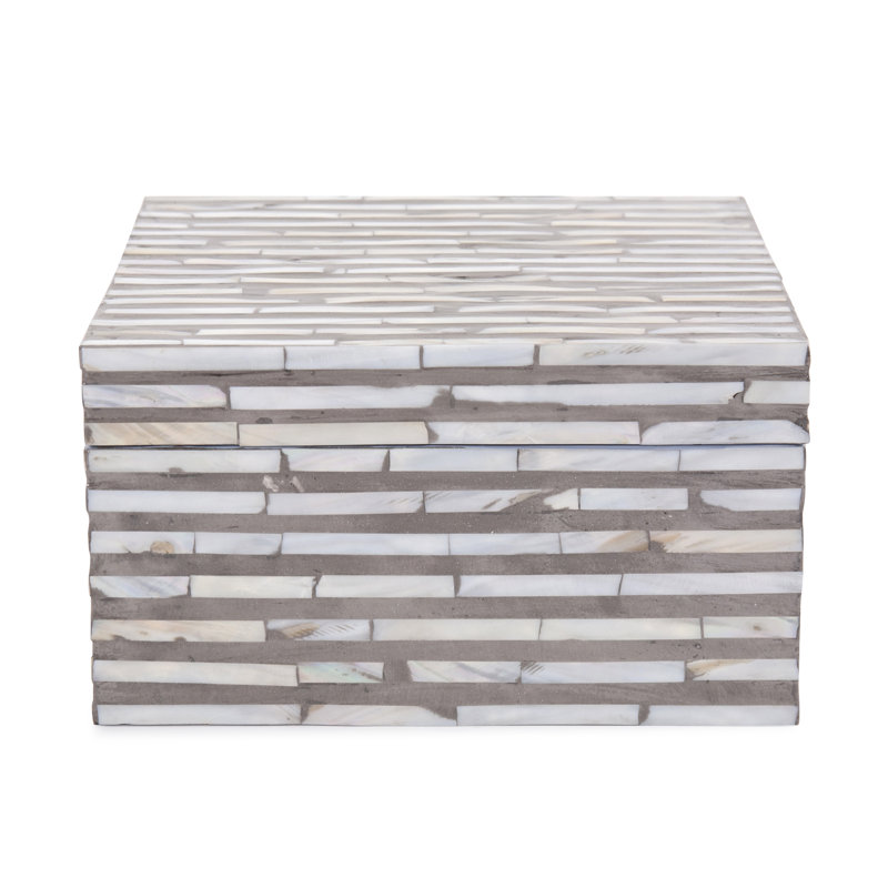 Boîte décorative en nacre Omega, H 5 po x l 8 po x P 8 po