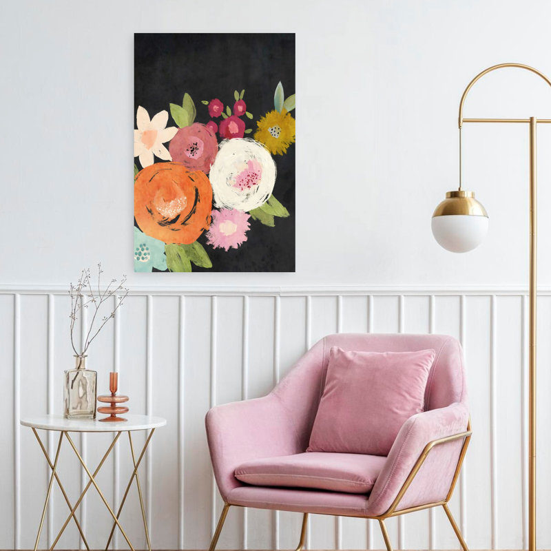 Art floral abstrait jardin contemporain, 24" H x 16" W