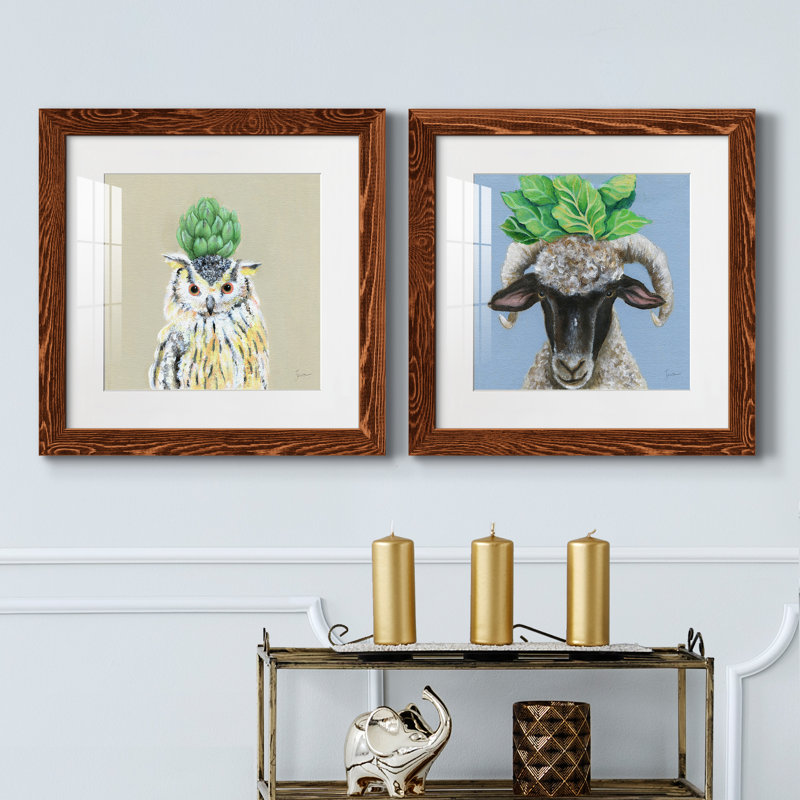 «Playful Nature», ensemble de 2 peintures, H 40 po x l 20 po x P 1,5 po, Papier encadré érable