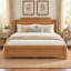 Wood Platform Bed with Headboard and Slat Support-306423924-306423922