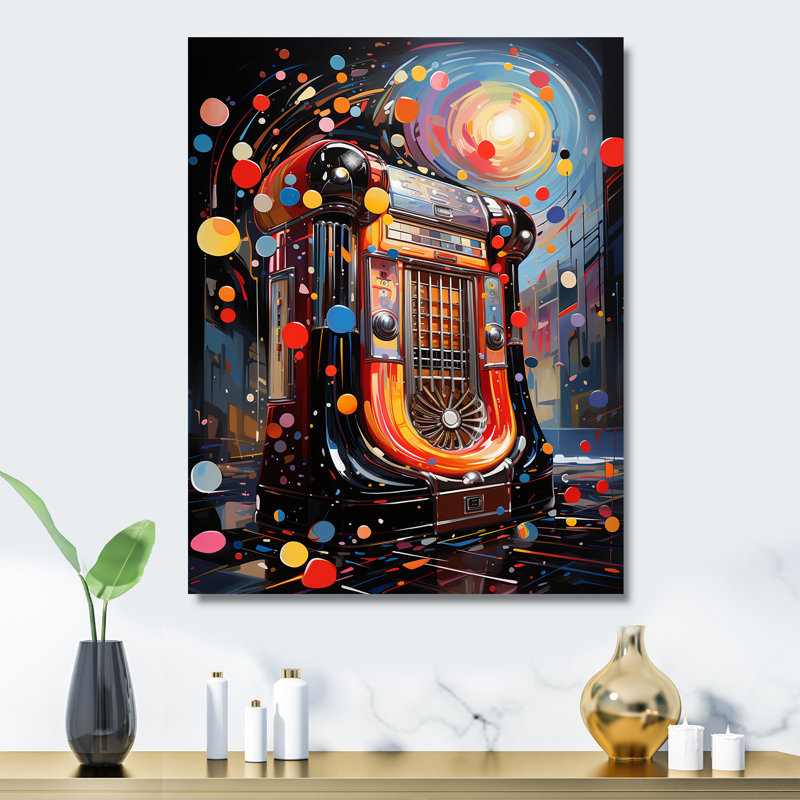 Rock N Roll Jukebox Fever III - Jukeboxes, art mural en métal, H 32 po x l 24 po x P 1 po