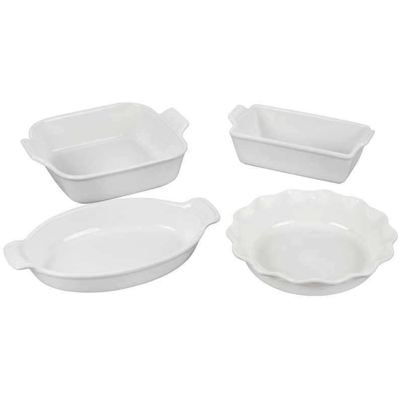 Le Creuset Heritage Stoneware 4 Piece Bakeware Set, White