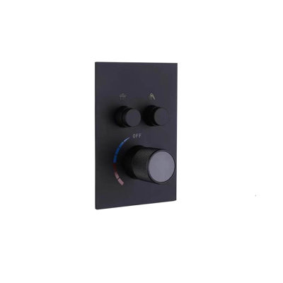 BathSelect Merano Wall Mount Matte Black Round Shower Head With 2 Way Concealed Thermostatic Mixer Shower Set With Round Handheld Shower