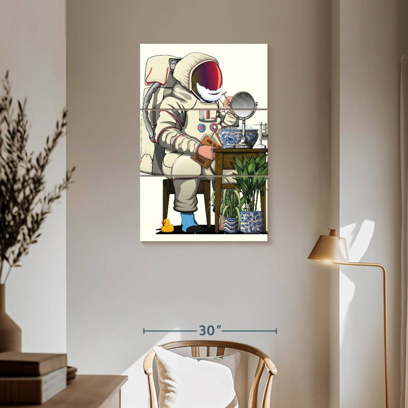 Ketti Astronaut Shaving In The Bathroom, 57" H x 36" W
