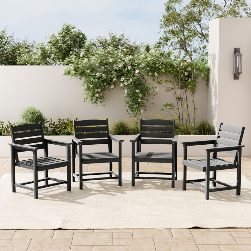  Chaise en PEHD (ensemble de 4), Noir, noir, noir, noir