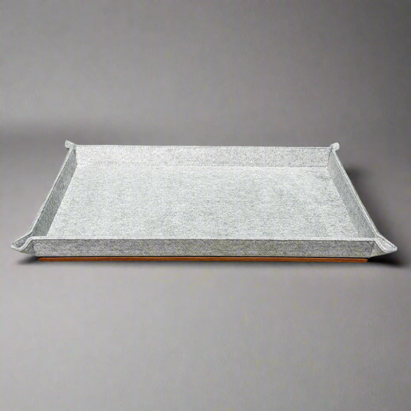 Leather Clutter & Wardrobe Jewelry Display Tray, Gray