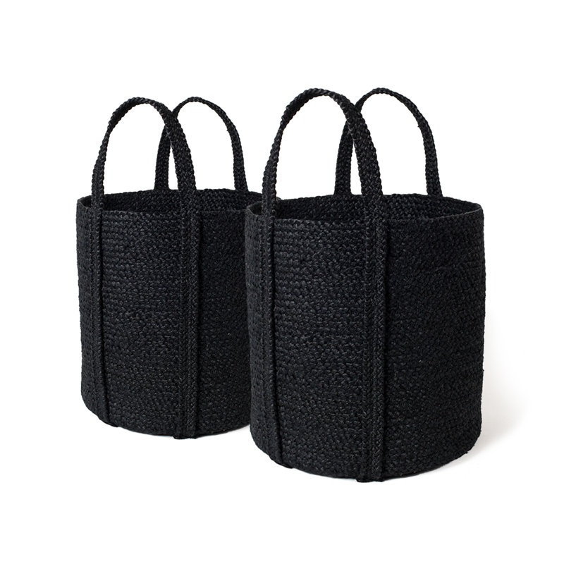 Ensemble de 2 paniers en jute Kata, Noir