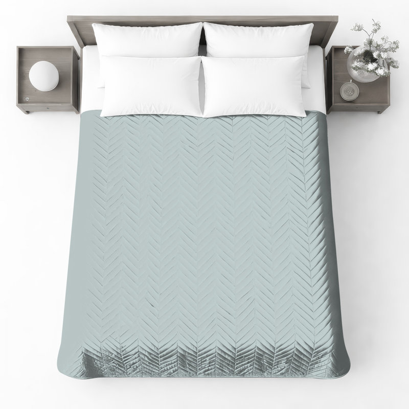 Couvre-lit matelassé gris clair uni toutes tailles, Lit simple