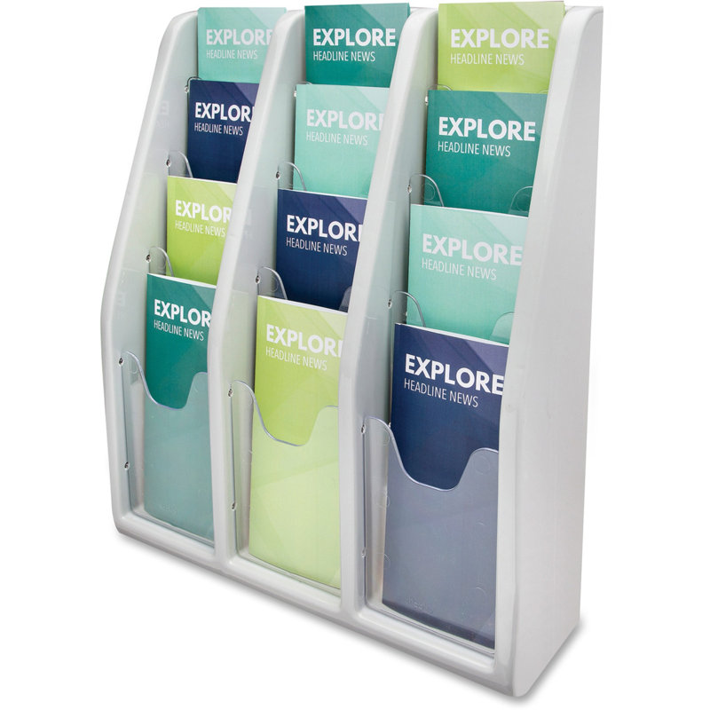Gray and Clear Multi-Tier Literature Holder with 12 Compartments