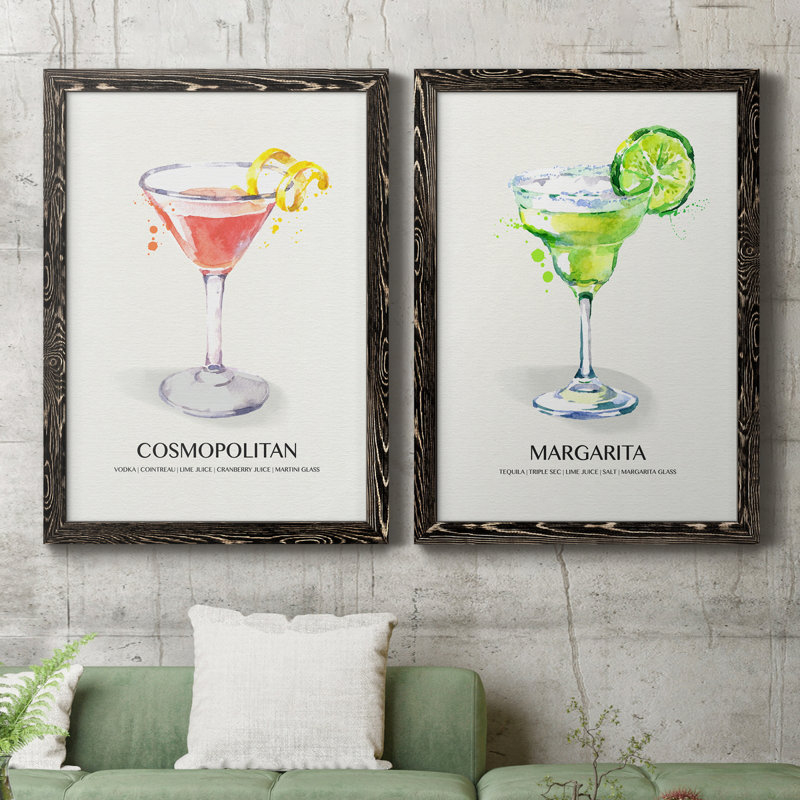 Cosmopolitan - Cadre photo 2 pièces, publicités sur toile, H 20 po x l 34 po x P 1,5 po, Cadre noir