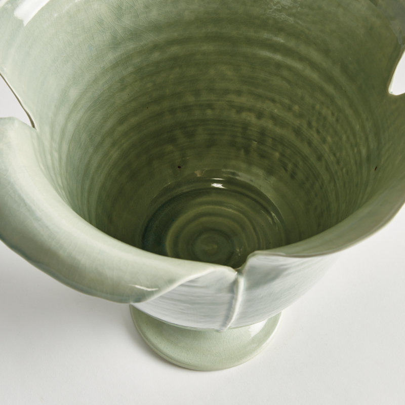 Rachana Handmade Ceramic Table Vase, 16" H x 15" W x 15.5" D, Celadon