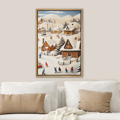 «2 Winter Snow Landscape Christmas, Country Living Room Wall Walls», estampe numérique sur toile, reproduction d'art numérique encadrée