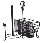 Gourmet Basics by Mikasa Avilla Picnic Plate Napkin and Flatware Storage Caddy with Paper Towel Holder
