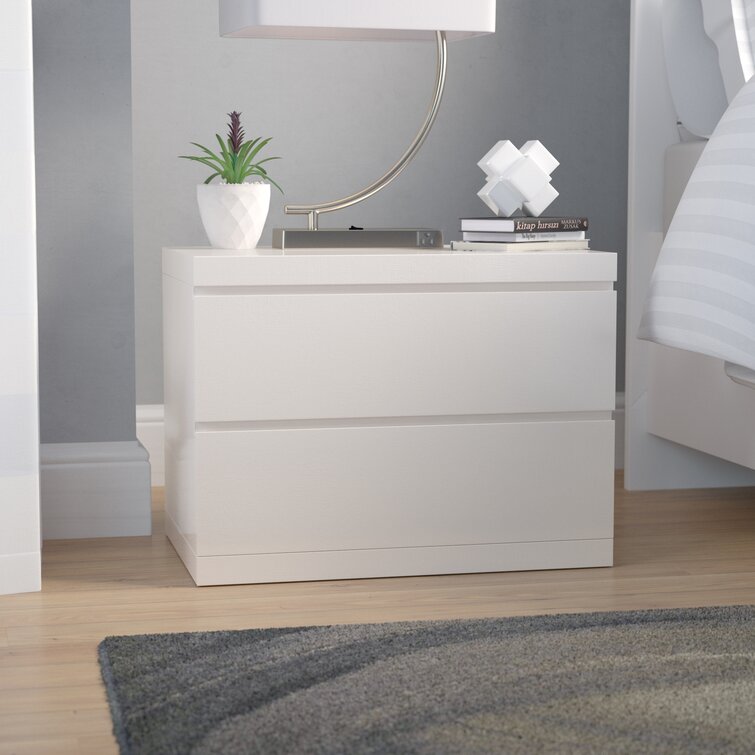 Paul Multifunctional 2-Drawer Nightstand with Metal Legs Set of 2