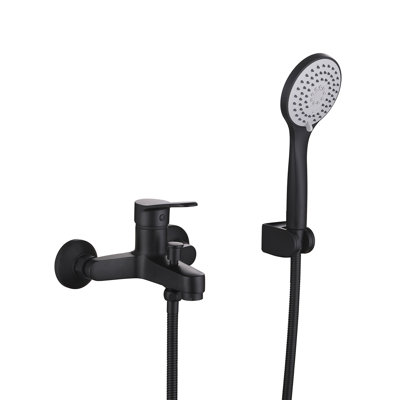 3 Mode Matte Black bathtub faucet  Brass Bathtub Shower Faucet System with Handheld Spray - High Flow 2-in-1 Wall Mount
