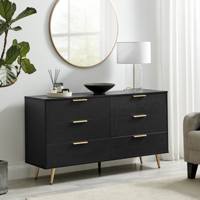 Impala 6 Drawer Chest of Drawers, Modern Scandi Storage Living Room Sideboard & Bedroom Storage