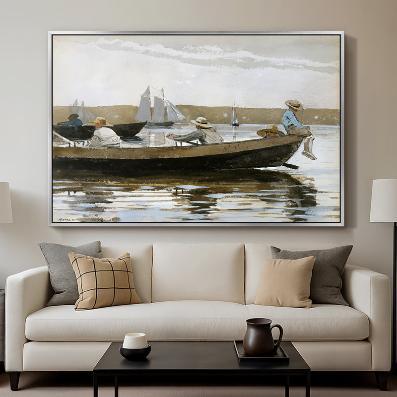 Garçons dans un dory, 1873 - Winslow Homer, toile tendue avec châssis Homer, 26 x 40, Argent
