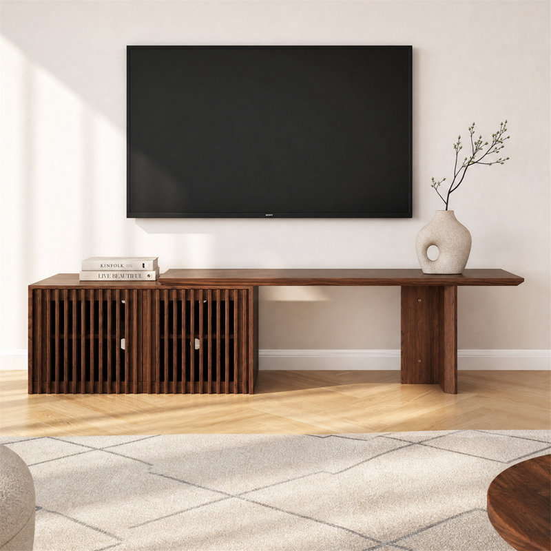 Meuble télé extensible avec rangement pour téléviseur de 80 po ou moins, noyer / 60,6 po à 84,3 po, Walnut
