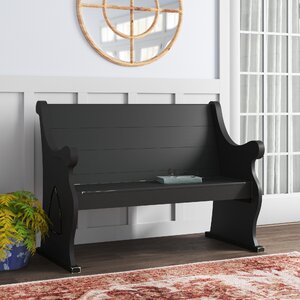 Payton Black Wood Storage Bench with Scrolled Armrests 50" x 24" x 36"