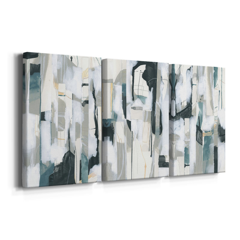 Sea Cavern Strata I  -Custom Wrapped Gallery Canvas - 3 Pieces, 12" H x 24" W
