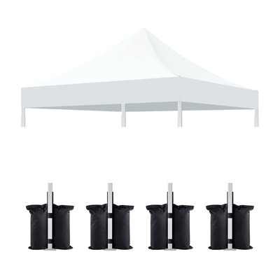 10x10 Canopy Replacement Top for Pop Up Canopy Tent and 4PC Pack Canopy Weight Bag(only cover and 4pcs sandbag not include frame) White