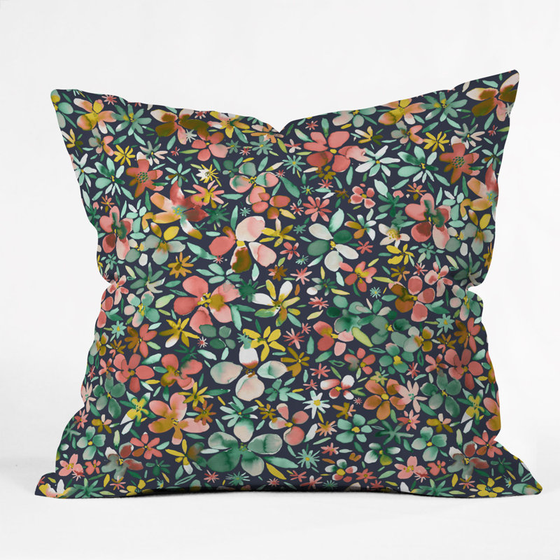  Coussin décoratif intérieur / extérieur Flower Petals, 16 po x 16 po, Vert