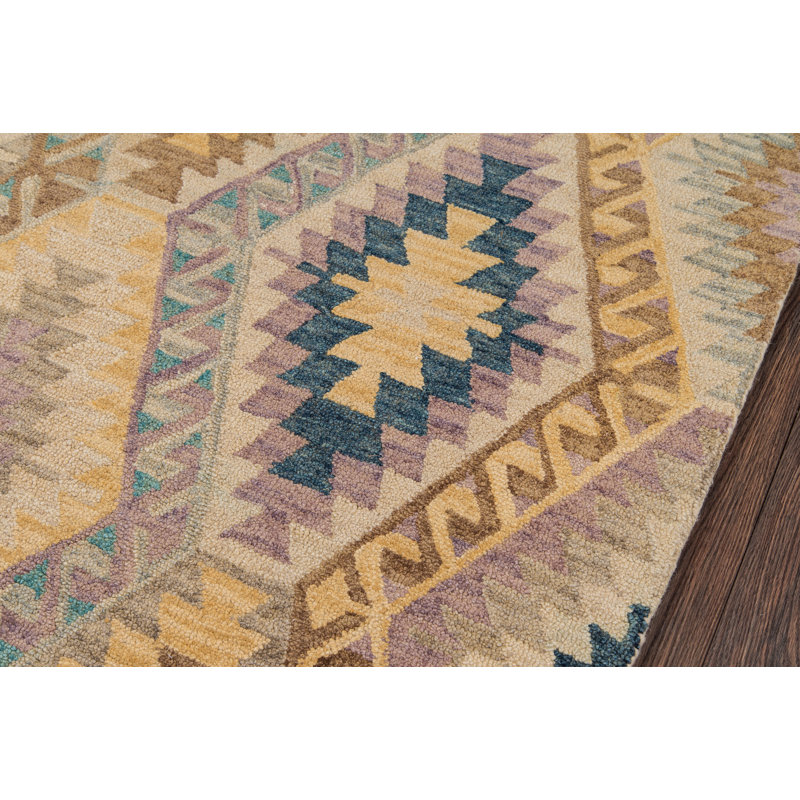 Handmade Blue Wool Tufted Southwestern 2' x 3' Rug